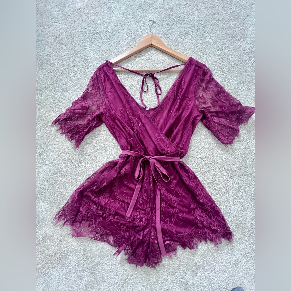 Lace overlay romper